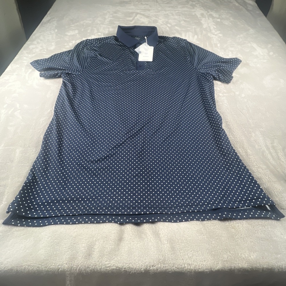 NWT Graham Luxe Golf Polo Sz Large Violet White Dots Short Sleeve Lennox GL1021